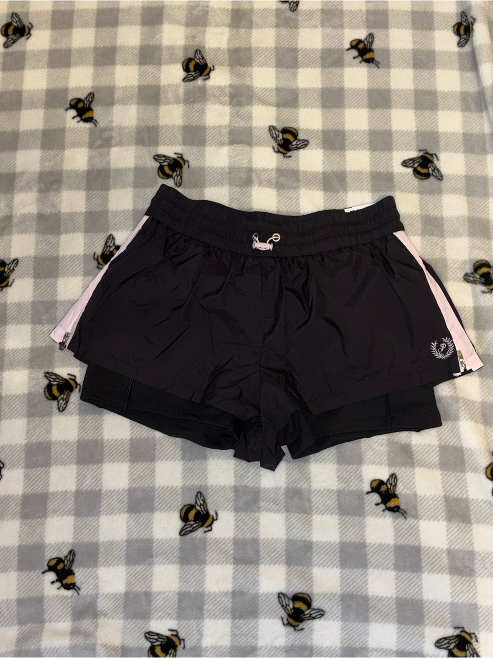 PINK Victoria's Secret Black Athletic Shorts with Pink Trim